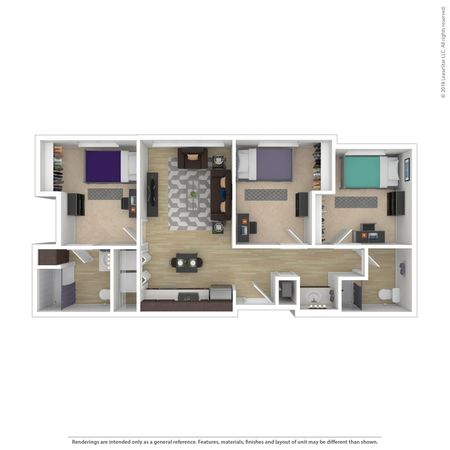 3x2 3D Furnished Floorplan