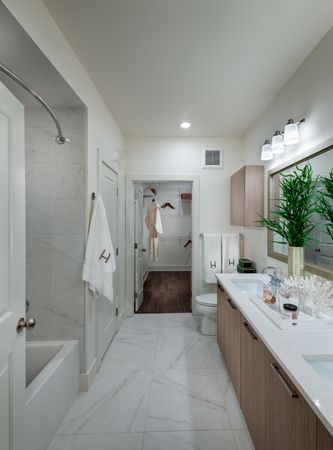 Representational Image of spa-inspired bathroom with large soaking tub and double vanity