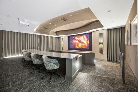 Screening lounge with HD projector and cinema-style seating