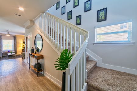 The Reserve at Coral Springs, interior, front entryway, wood floors, carpeted stairs