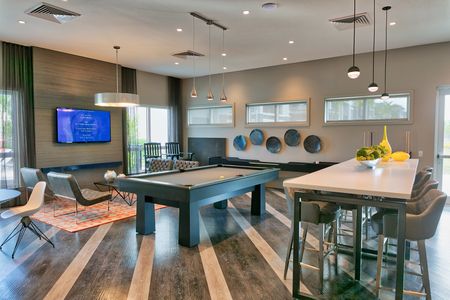 The Reserve at Coral Springs, interior, clubhouse, billiard room, wall mounted television