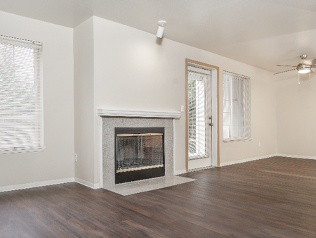 Mahogany Style Plank Floors in Dining Area l Canyon Park l Luxury Remodeled Apartments in Puyallup
