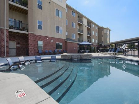 Coryell Commons 55+ outdoor salt water pool with waterfall, Springfield, Missouri