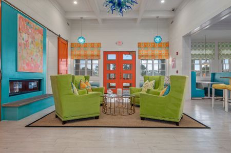 furnished clubroom with seating