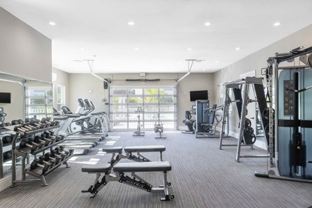 furnished fitness center in apartment community