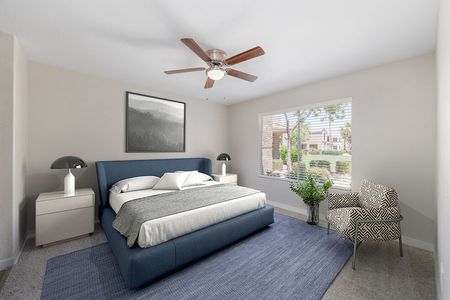 digitally furnished bedroom of apartment home