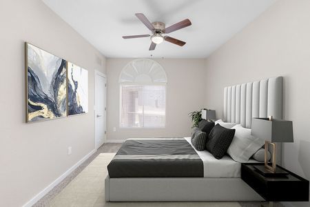 digitally furnished bedroom of apartment home
