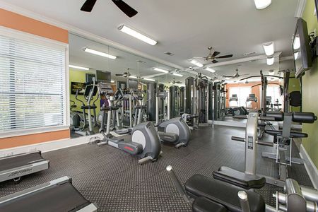 furnished fitness center with training equipment