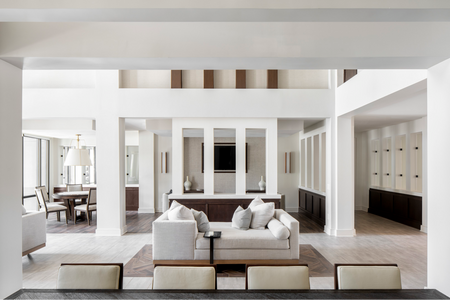 furnished clubroom with sofas