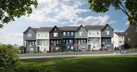 rendering of row of townhomes in daytime