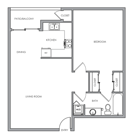 One Bedroom Floor Plan C