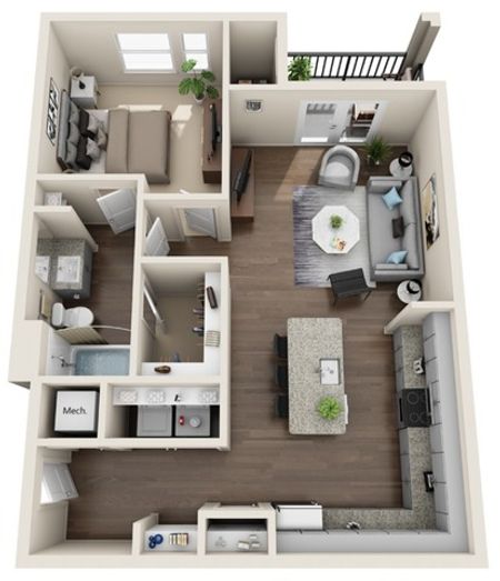 One Bedroom, 763 sqft | Full-Sized Washer/Dryer | Patio/Balcony | Walk-in Closet