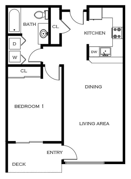1 Bdrm Floor Plan | 2 Bedroom Apartments In Portland Oregon | 5819 Glisan