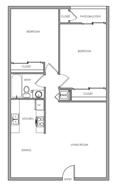 Two Bed One Bath Floor Plan
