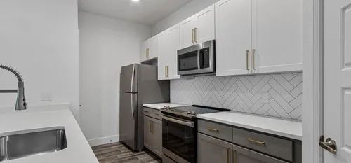 Kitchen with stainless steel appliances