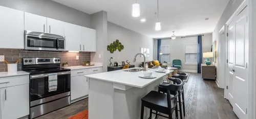 Kitchen with stainless steel appliances