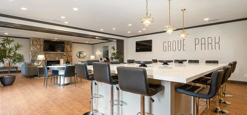 clubhouse with upgraded lights and entertaining kitchen