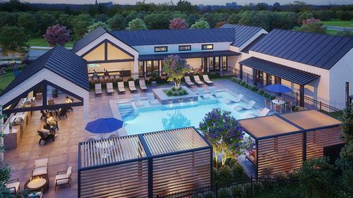 Rendering of exterior and pool