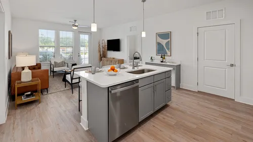 interior of home with kitchen island