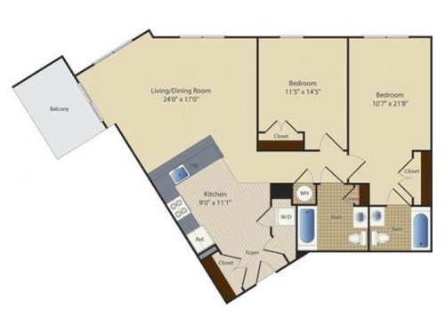 Two Bedroom Two Bath (942 SF) - Avana Northlake