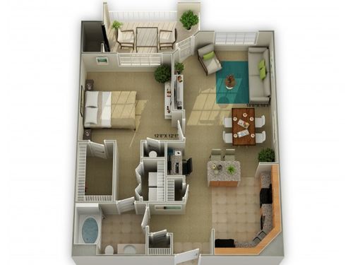 Brookstone with Sunroom 2 Bed Apartment Walden at Oakwood