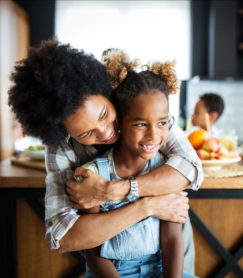 mom and daughter in kitchen