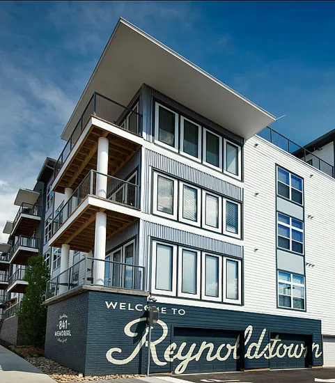 community exterior with mural