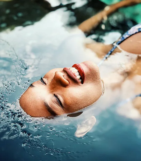 woman floating in water