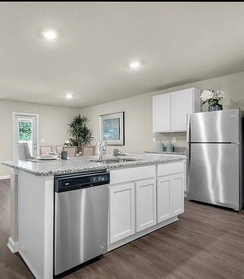 modeled kitchen with stainless steel appliances