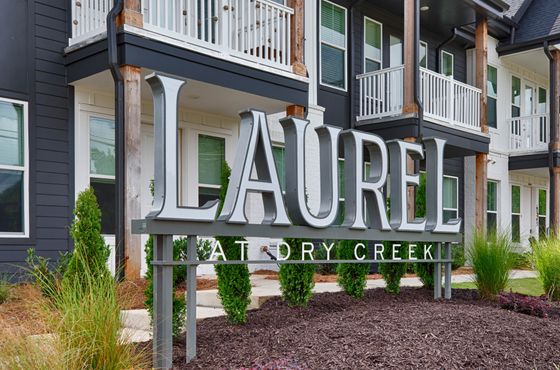 laurel at dry creek sign in landscaping