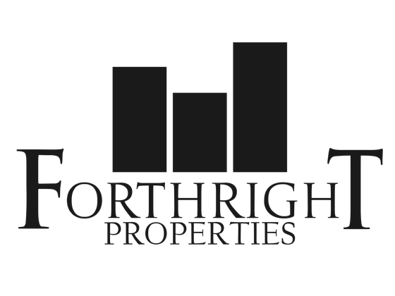 Sleek Forthright Properties logo with modern bar graph design, symbolizing growth and stability.