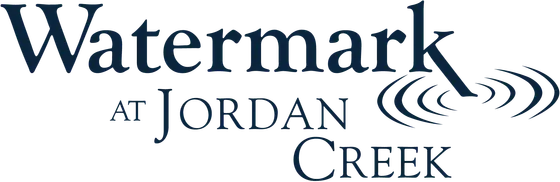 Elegant logo for Watermark at Jordan Creek featuring stylish typography and wave design elements.