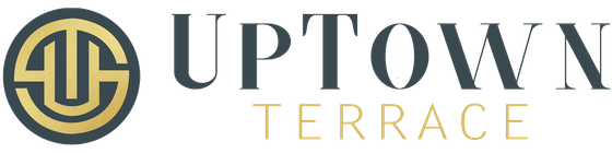 Sophisticated logo for UpTown Terrace featuring a modern gold emblem with elegant typography.