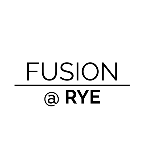 Modern logo design for 'Fusion at Rye' showcasing minimalist typography and sleek style.