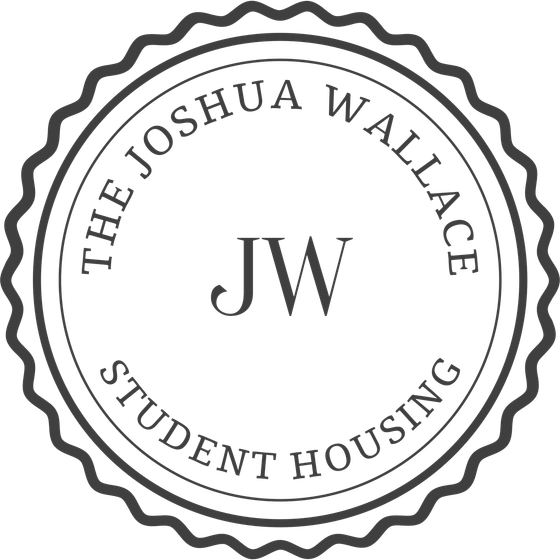 Elegant Joshua Wallace Student Housing emblem featuring a sophisticated circular design with JW initials.