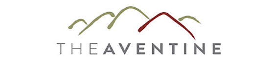 Elegant logo of The Aventine featuring stylized mountain peaks in soothing earthy tones.