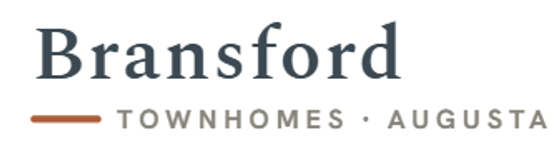 Bransford Townhomes logo featuring modern typography and a warm color accent conveying a sense of community and elegance in Augusta.