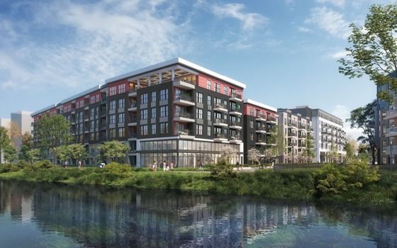 building exterior rendering of modera riverview apartment homes nashville tn