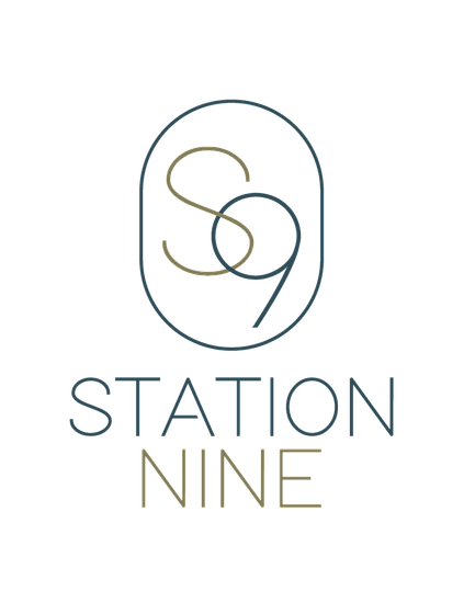 Elegant Station Nine logo featuring modern typography and intertwined letters, creating a sophisticated brand identity.