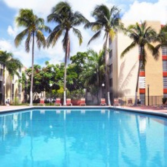Inverrary 441 Apartments, exterior, sparkling blue pool, palm trees