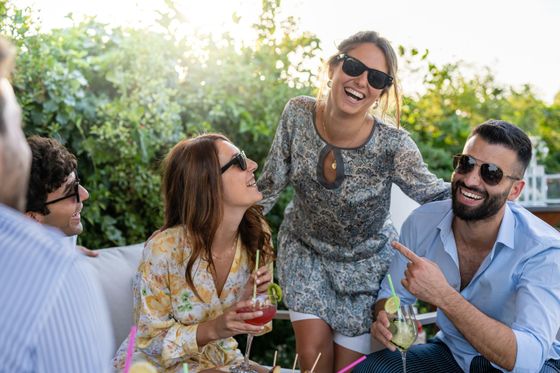 Group of people sharing a laugh together