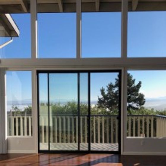 Living room photo looking out to the Monterey Bay.