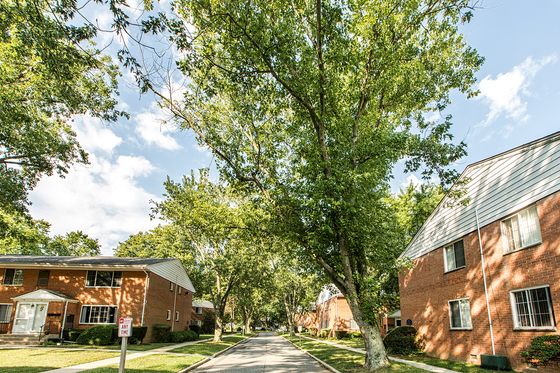 Exterior view of apartment and ground