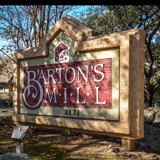 Barton's Mill entrance sign