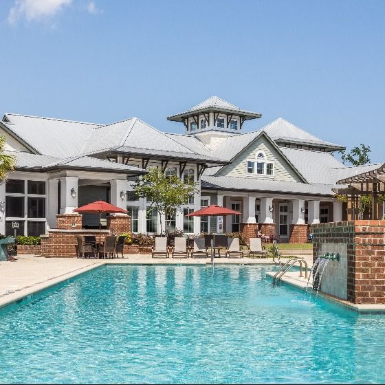 View of buildings and pool