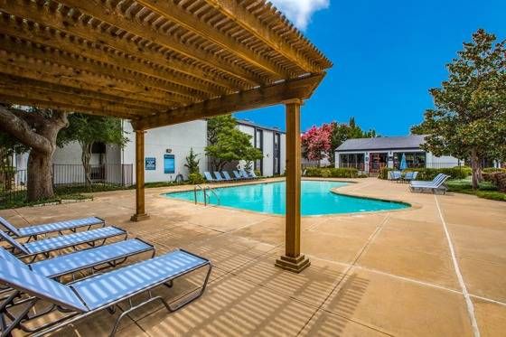 Swimming pool with cabana and sundeck