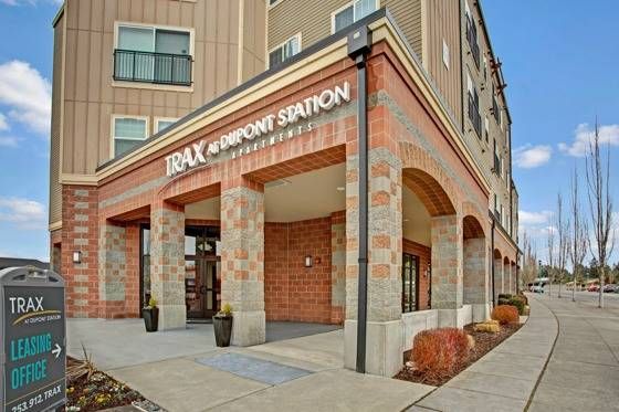 Building Exterior and Leasing Office Entrance | Dupont Washington Apartments | Trax at DuPont Station Apartments