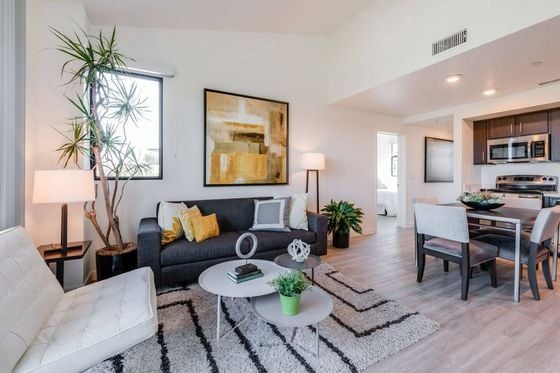 Living And Dining Room With Sofa