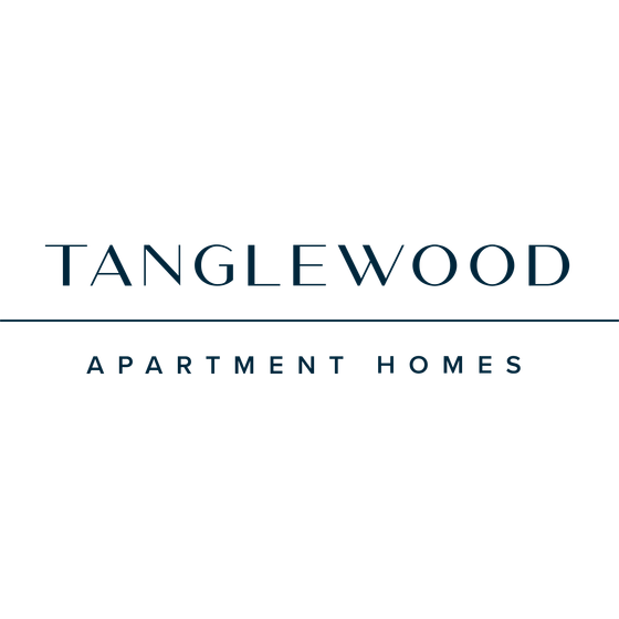 Elegant Tanglewood Apartment Homes logo in sophisticated dark blue, showcasing refined living.