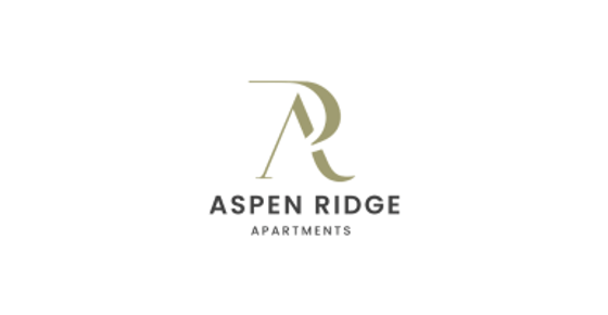 Modern logo design of Aspen Ridge Apartments featuring a stylish 'AR' emblem.